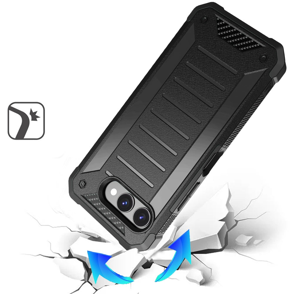 For T-Mobile Revvl 8 Tough Lined Design Hybrid Shockproof Protective Rugged TPU Hard PC with Durable Grip Case Cover