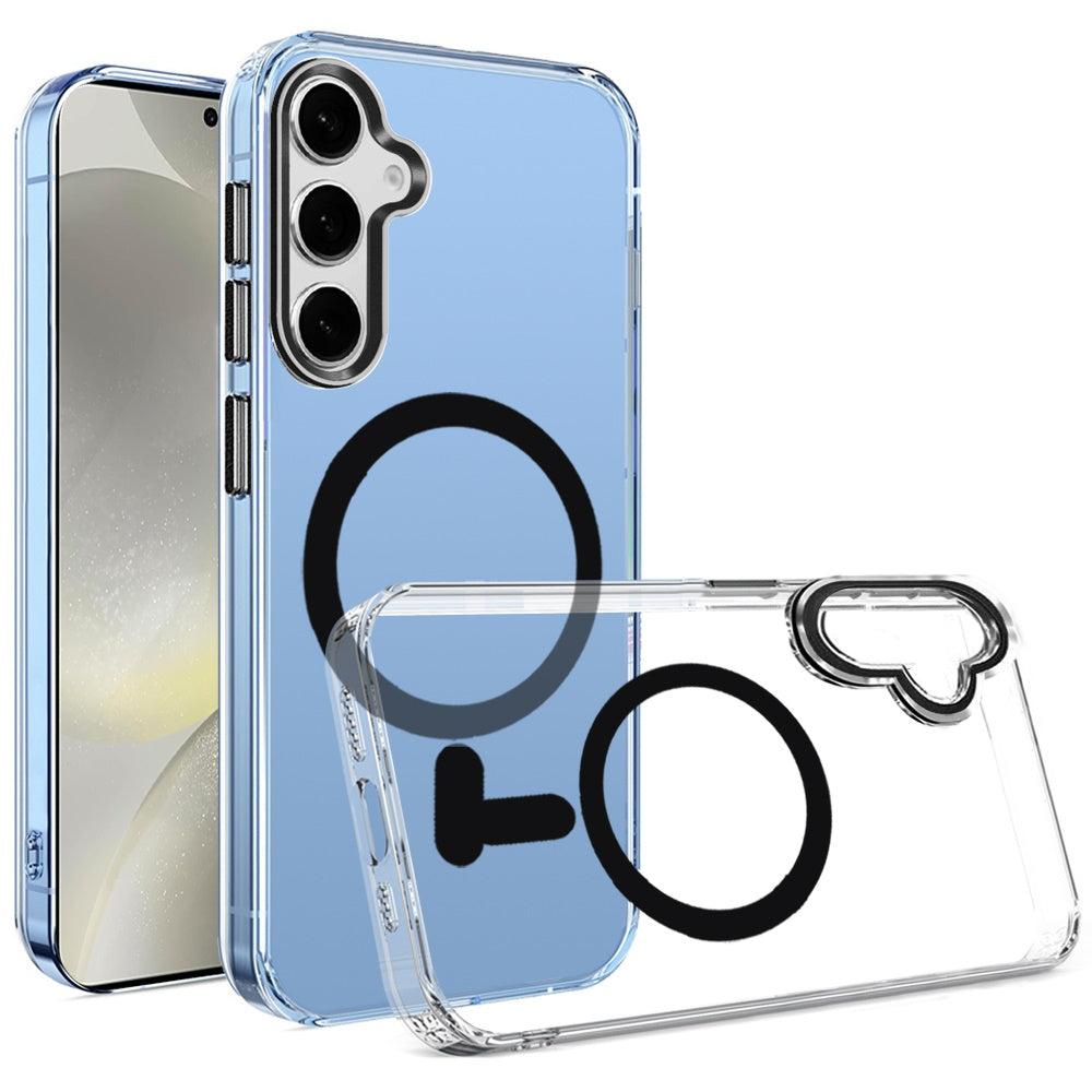 For Samsung Galaxy S25+ /S25 Plus /S24+ Plus Clear Transparent Case Matching Circle Design, Hybrid TPU Hard Shell, Support Magsafe Charger Case Cover