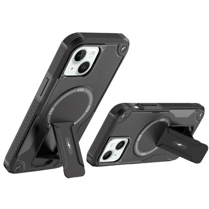 For Apple iPhone 15 Magnetic Invisible Kickstand Holder with Magsafe, Slim Fit Shockproof Hybrid Military Grade Heavy Duty Case Cover