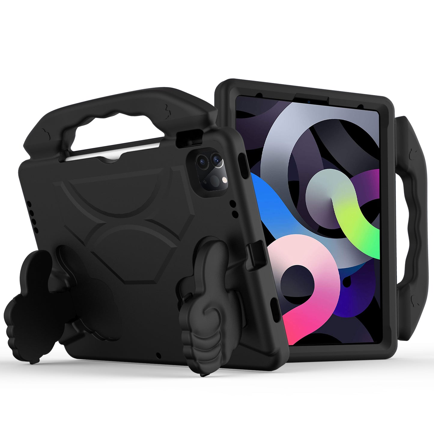 For Kid-Friendly Hybrid Tablet Shockproof Stand Case Antislip Rubber Silicone TPU - Thumbs Up Kickstand Black Tablet Case Cover