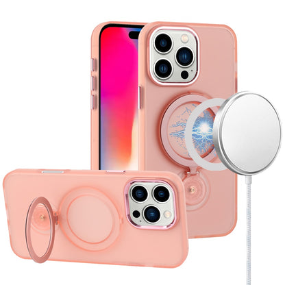 For Apple iPhone 16 Pro (6.3") MagSafe Compatible with 360 degree Circle Ring Stand Magnetic Kickstand Slim Hybrid Case Cover