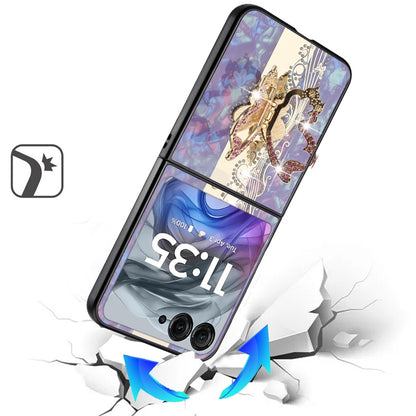 For Motorola Razr Ultra 2025 Diamonds 3D Butterfly Bling Sparkly Glitter Ornaments Engraving Hybrid with Stand Fashion Case Cover Enchanted Butterfly Purple