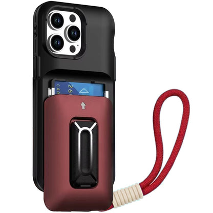 For Apple iPhone 16 Pro Max Wallet Case with 2- Credit Card Holder, Wrist Strap & Kickstand Hybrid Shockproof TPU Case Cover