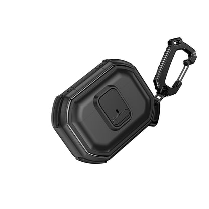 For Airpods 4 Heavy Duty Hybrid Snap Switch Button, Secure Lock Clip Super Protective with Carabiner Belt Loop Case Cover