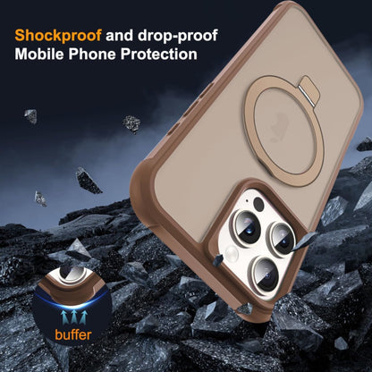 For Apple iPhone 17 Pro Translucent Matte Finish, MagSafe Compatible, Built-in Ring Stand, Shockproof Protective Back Case Cover