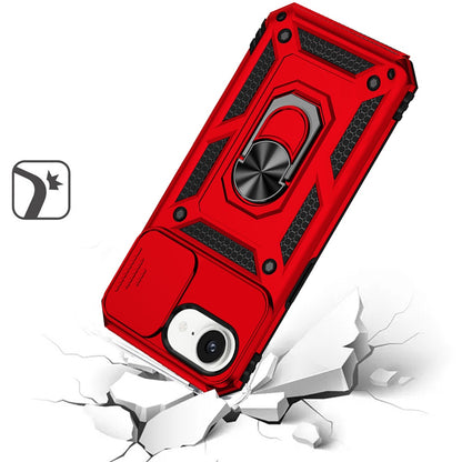 For Apple iPhone 16e Hybrid Ring Shockproof with 360° Rotate Ring Kickstand, Camera Lens Protection, Soft Edge Bumper Case Cover