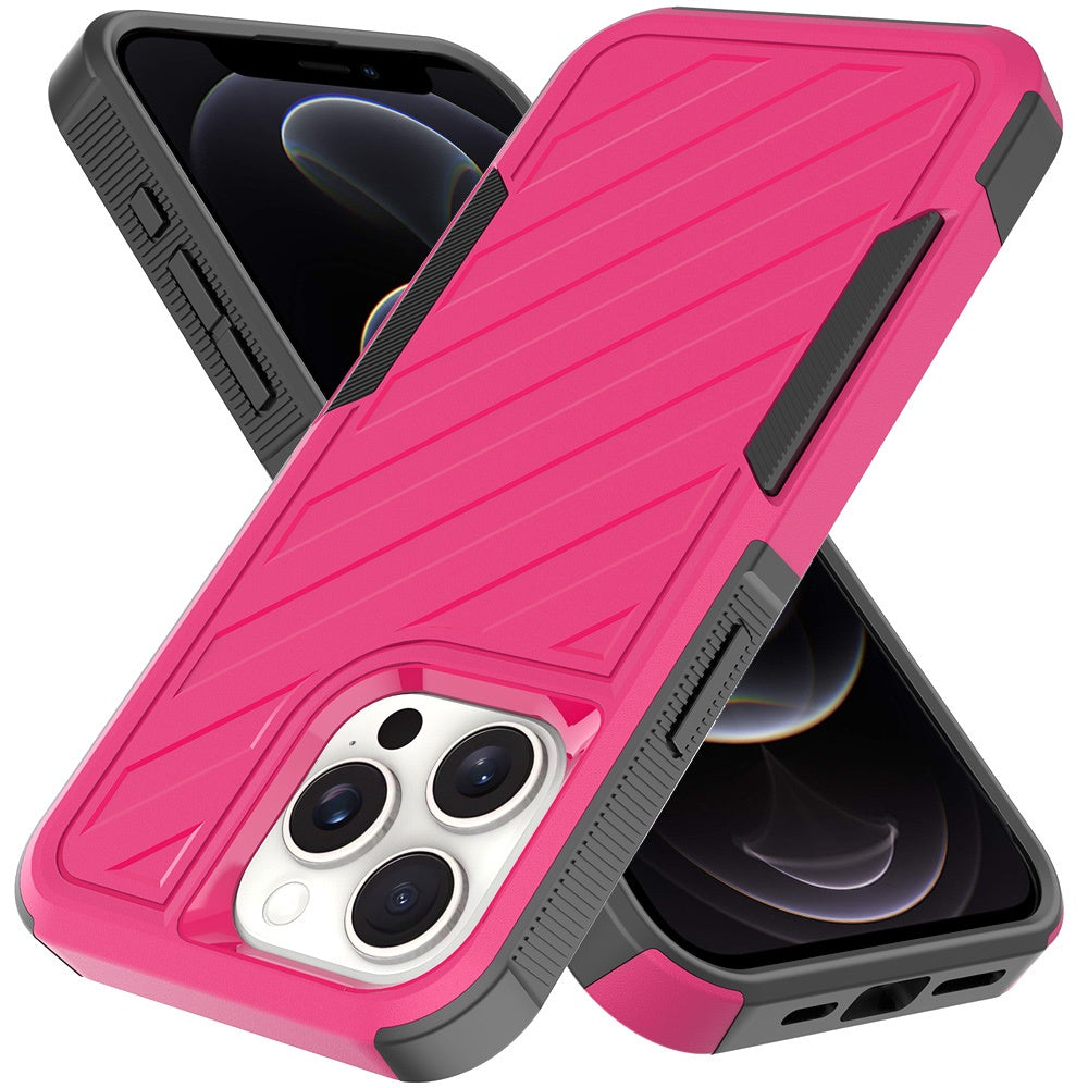 For Apple iPhone 16e Hybrid lined shockproof dual layer Rugged 2in1 Hard PC & Silicone TPU Non Slip Textured Tough Armor Case Cover Hot Pink