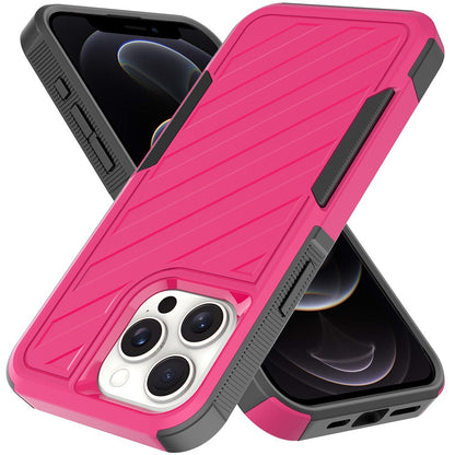 For Apple iPhone 16e Hybrid lined shockproof dual layer Rugged 2in1 Hard PC & Silicone TPU Non Slip Textured Tough Armor Case Cover Hot Pink