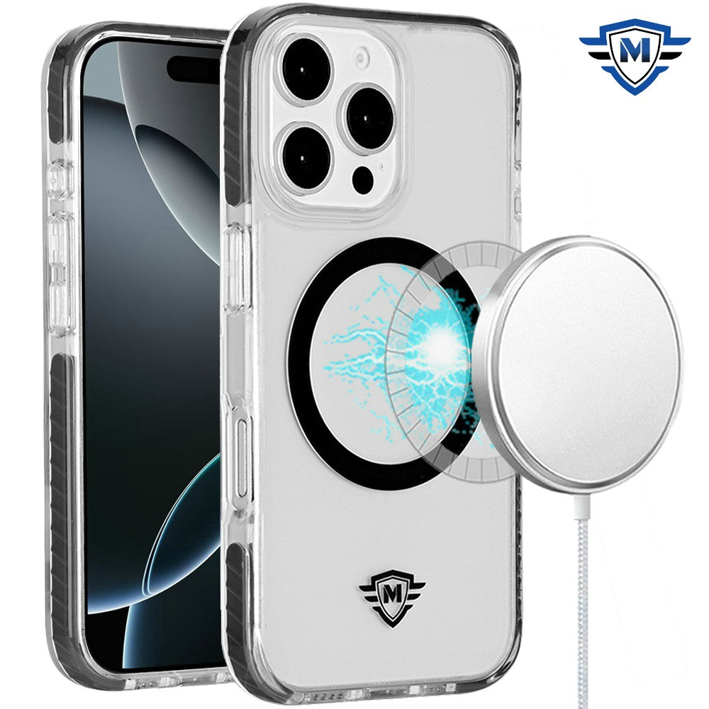 For Apple iPhone 16 Pro (6.3") Premium Hybrid Clear TPU Circle Magnetic [Compatible with MagSafe] Shockproof Color Frame Bumper Case Cover