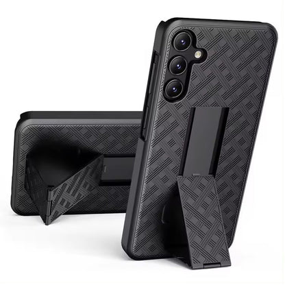 For Samsung Galaxy S25+ /S25 Plus /S24+ Plus Hybrid Slim 3-in-1 Shockproof Armor with Kickstand Holster Combo & Swivel Belt Clip Case Cover Black