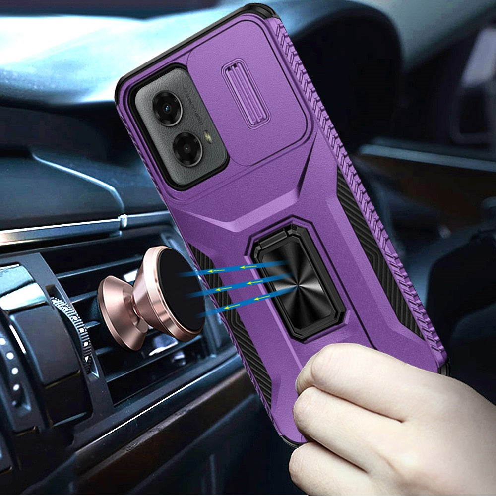 For Samsung Galaxy A17 5G Case, Camera Cover with Magnetic Rotation Ring Stand, Military Grade Hybrid Hard TPU Shockproof Case Cover