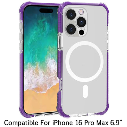 For Apple iPhone 16 Pro (6.3") Hybrid Acrylic Transparent Hard PC + TPU Color Frame Bumper Compatible with MagSafe Case Cover