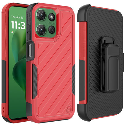 Premium Tough Hybrid Case with Belt Clip Holster, Shockproof Rugged Design, Textured 2in1 Non-Slip