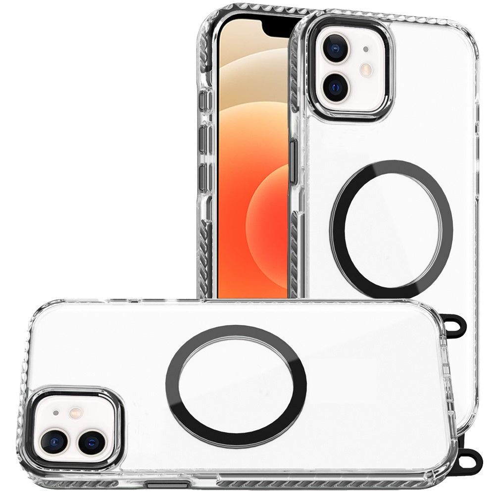 For Samsung Galaxy S25 Ultra Clear Magnetic Frame PC Back Shockproof Protective Case with Detachable Lanyard Strap, Compatible with MagSafe Case Cover