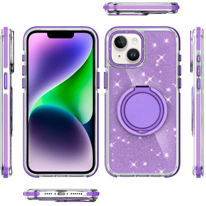 For Samsung Galaxy S25 Fan Edition /Galaxy S25 FE Slim Bling Glitter Sparkly Shimmer Hybrid with Magnetic Ring and 360° Rotational Stand [Compatible with Magsafe] Case Cover Purple