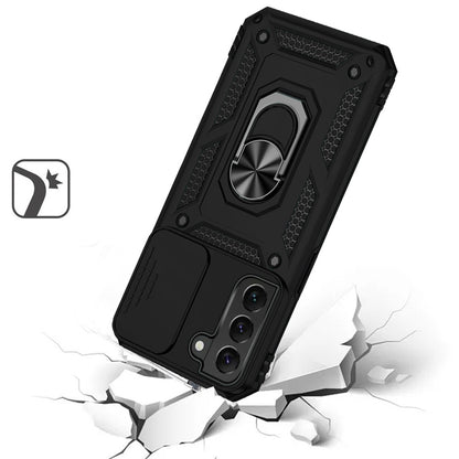 For Samsung Galaxy S21 Ultra Shockproof Edge Bumper with Stand, Camera Lens Protection & 360° Rotate Ring Kickstand Case Cover