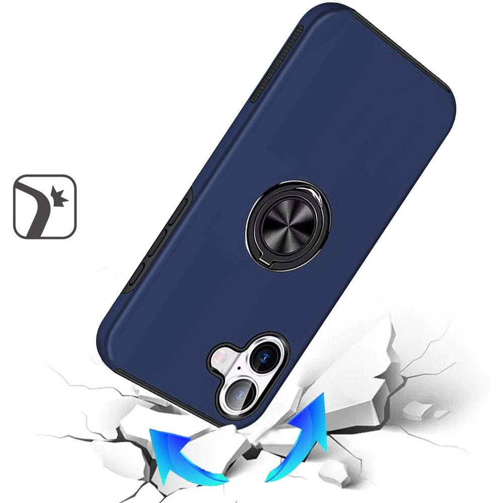 For Apple iPhone 17 AIR Hybrid 360 Degree Rotatable Metal Invisible Ring Stand Holder Slim Fit Magnetic Car Mount Shockproof Case Cover