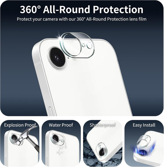 For Apple iPhone 16e /iPhone SE4 Camera Lens Protector – Tempered Glass, Clear, Scratch-Resistant, 9H Hardness Back Camera Protection Protector Clear