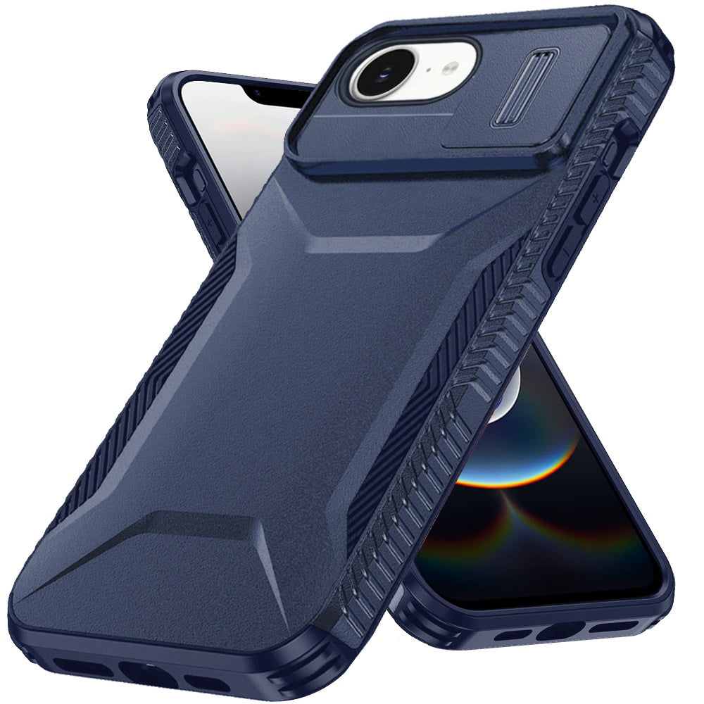 For Apple iPhone 16e Slim Fit Shockproof Hybrid with Slide Camera Window Covering, Rugged Tpu Silicone Hard PC Bumper Case Cover