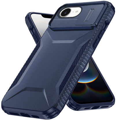 For Apple iPhone 16e Slim Fit Shockproof Hybrid with Slide Camera Window Covering, Rugged Tpu Silicone Hard PC Bumper Case Cover