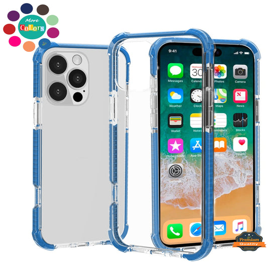 For Apple iPhone 17 Pro Max Hybrid Transparent Acrylic Rubber Gummy Hard PC Silicone TPU Color Bumper Frame Shockproof Case Cover