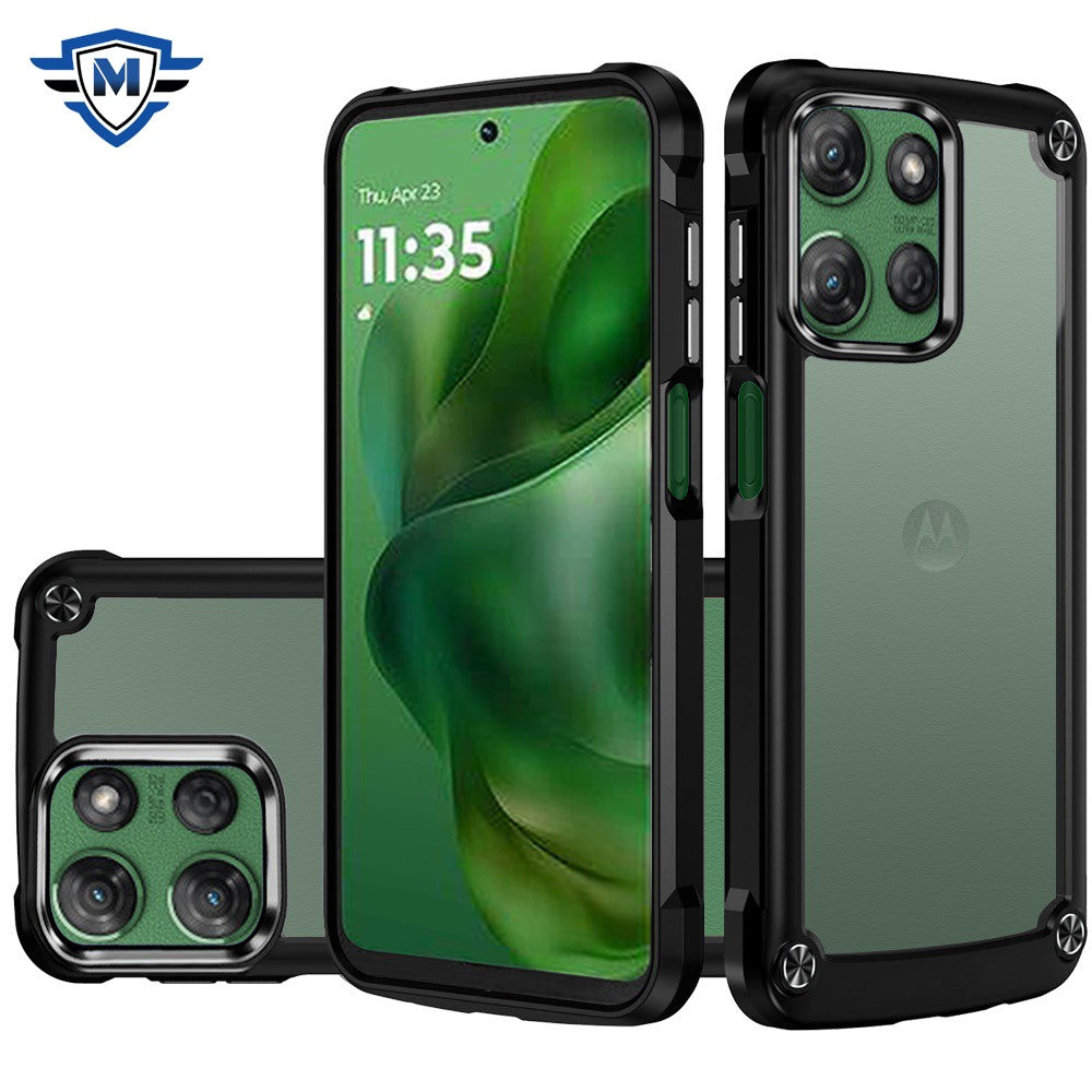 Ultimate Hybrid Transparent Rubber with Metal Buttons & Camera Edges, Hard TPU Frame Corner Bumper