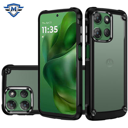 Ultimate Hybrid Transparent Rubber with Metal Buttons & Camera Edges, Hard TPU Frame Corner Bumper