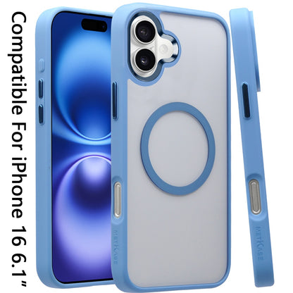 For Apple iPhone 16 (6.1") Magnetic Protective Hybrid Case with MagSafe Compatible Bumper Shockproof Case Cover