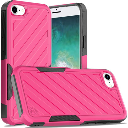 For Apple iPhone 16e Hybrid lined shockproof dual layer Rugged 2in1 Hard PC & Silicone TPU Non Slip Textured Tough Armor Case Cover Hot Pink