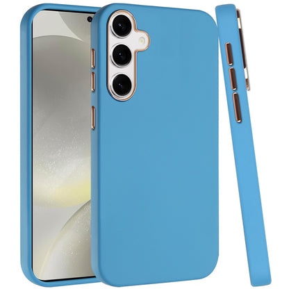 For Samsung Galaxy S25+ /S25 Plus /S24+ Plus Slim Classic Hybrid Around Rubber Gummy Gel Slick Hard PC Silicone TPU Chromed Button Case Cover