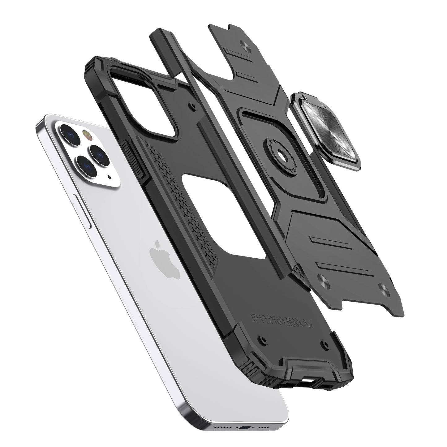 For Apple iPhone 16 Pro (6.3") Armor Hybrid with Ring Holder Kickstand Shockproof Heavy-Duty Durable Rugged Dual Layer Case Cover