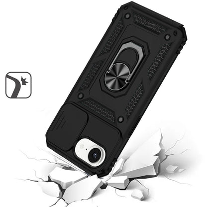 For Apple iPhone 16e Hybrid Ring Shockproof with 360° Rotate Ring Kickstand, Camera Lens Protection, Soft Edge Bumper Case Cover
