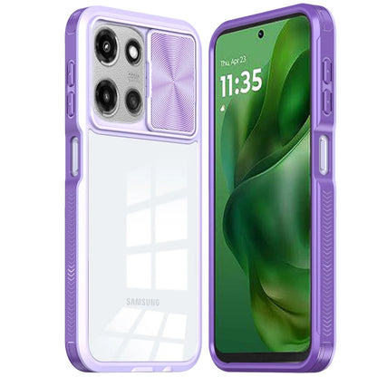 For Motorola Moto G 5G 2025 Hybrid Cases with Sliding Camera Cover Transparent Shockproof Bumper TPU Protective Case Cover