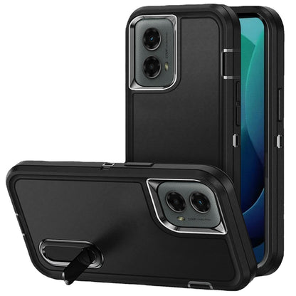For Samsung Galaxy S25 Ultra Hybrid 3 Layers Hard 3in1 Shockproof with Kickstand Heavy Duty Hard TPU Rubber Anti-Drop Case Cover Black