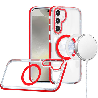For Samsung Galaxy S25+ /S25 Plus /S24+ Plus Transparent Back with Colorful Frame, Strong Magnetic Circle, MagSafe Compatible, Slim Shockproof Protection Case Cover