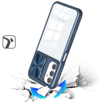 For Samsung Galaxy A16 5G Premium Hybrid Slim Case with Slide Camera Protector, Transparent Back Colorful Frame Bumper Case Cover