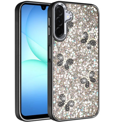 For Samsung Galaxy S25 Fan Edition /Galaxy S25 FE Cute Butterfly Crystal Diamond Glitter Case Sparkle Bling Frame Metallic Edges, Shimmer TPU Hybrid Case Cover