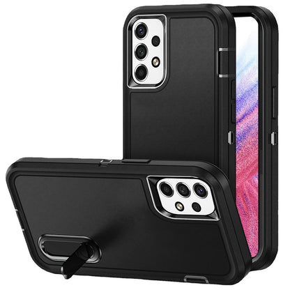 For Apple iPhone 16 (6.1") Hybrid 3 Layers Hard 3in1 Shockproof with Kickstand Heavy Duty Hard TPU Rubber Anti-Drop Case Cover Black