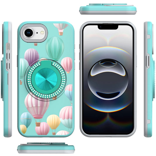 For Motorola Moto G 5G 2025 Pattern Design Hybrid with Invisible Ring Stand & Magnetic Back, Shockproof Protective Grip Case Cover