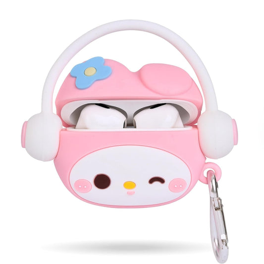 For Airpods Pro 3 Hybrid Cute 3D Fun Design Silicone Skin Cartoon Animal with Keychain Buckle Holder Rubber TPU Soft Case Cover Pink Kitty