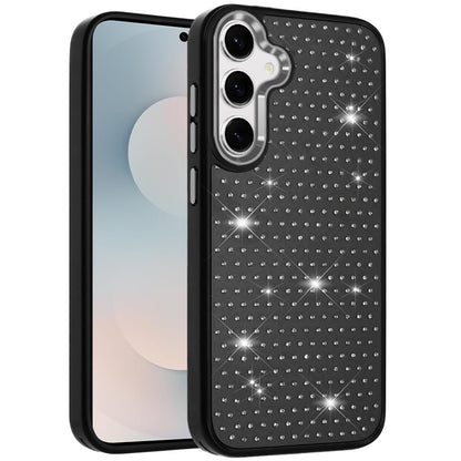 For Samsung Galaxy S25 Fan Edition /Galaxy S25 FE Bling Diamond Metallic, Full Sparkle Chrome Edged Hybrid Protective Shockproof Case Cover