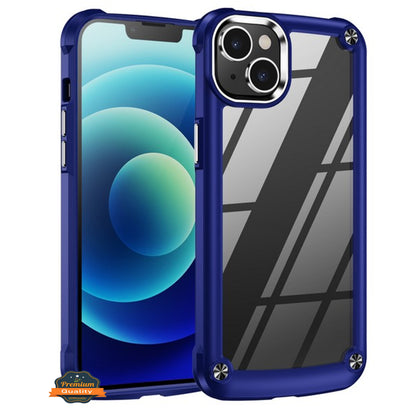 For Apple iPhone 15 Plus (6.7") Heavy Duty Hybrid Clear back Shield Hard PC + TPU Bumper Edge Frame Shockproof  Phone Case Cover