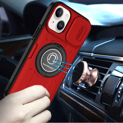 For Apple iPhone 11 Build in Invisible Magnetic Ring Stand with Slide Camera Protector, fit Magnetic Car Mount [Compatible with MagSafe] Case Cover