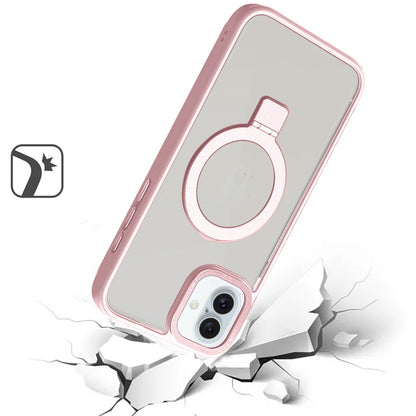 For Apple iPhone 16 Plus (6.7") Premium Magnetic Metal Matte Built-in Compatible with MagSafe Stand Hybrid Shock TPU Case Cover