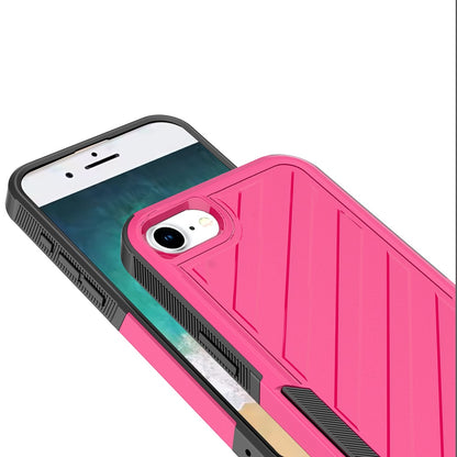 For Apple iPhone 16e Hybrid lined shockproof dual layer Rugged 2in1 Hard PC & Silicone TPU Non Slip Textured Tough Armor Case Cover Hot Pink