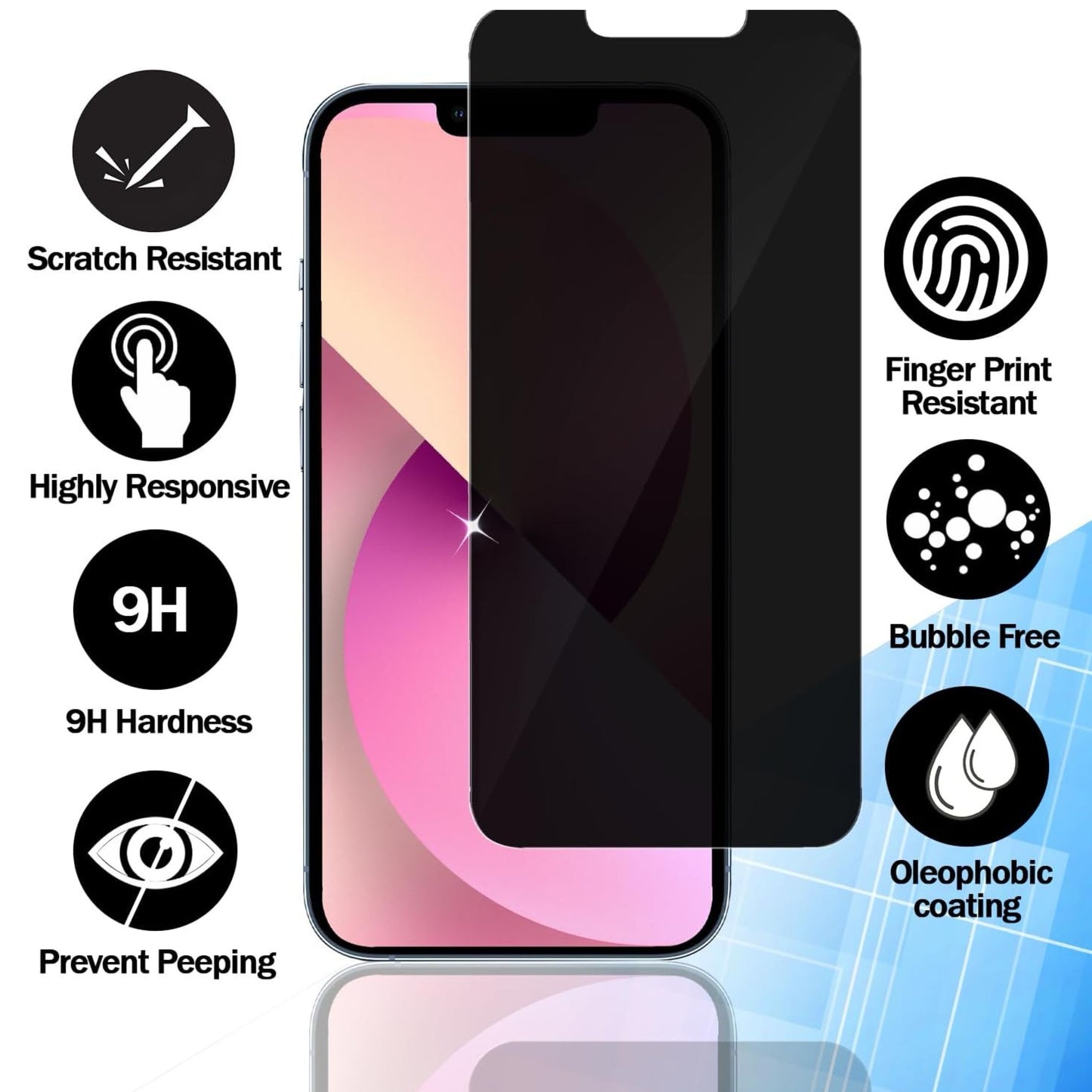 For Samsung Galaxy A26 Tempered Glass Privacy Screen Protector, Anti-Spy, Scratch Resistant, 9H Hardness, Anti-Fingerprint, Easy to Install Protector Black