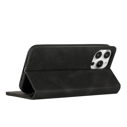 For Apple iPhone 16 Pro (6.3") PU Leather Pouch Flip Folio Wallet ID Credit Card Slots Money Holder with Magnetic Closure & Kickstand Case Cover