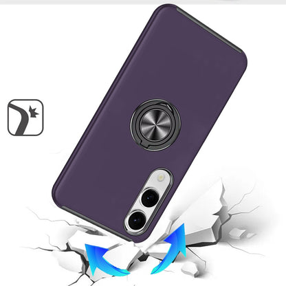For Samsung Galaxy S25 EDGE Hybrid 360 Degree Rotatable Metal Invisible Ring Stand Holder Slim Fit Magnetic Car Mount Shockproof Case Cover