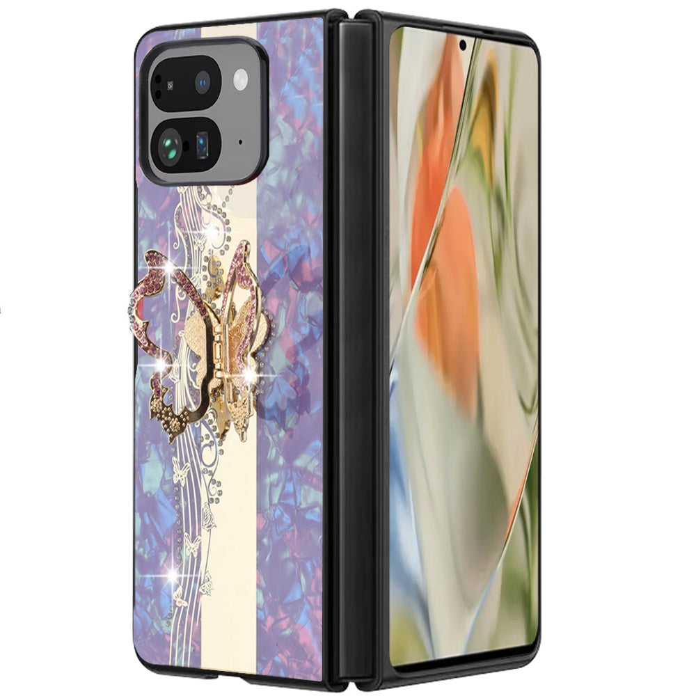 For Google Pixel 10 Pro Fold Diamonds 3D Fashion Bling Sparkly Glitter Ornaments Engraving Hybrid with Ring Kickstand Case Cover