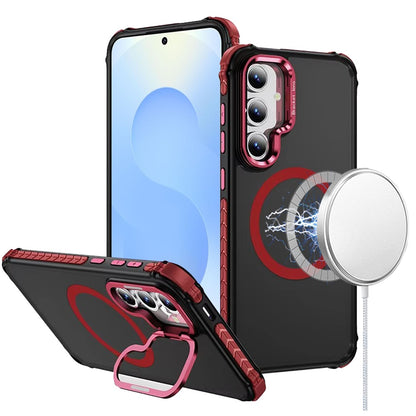 For Samsung Galaxy S25+ /S25 Plus /S24+ Plus Hybrid Metal Camera Stand Ring Sturdy, Compatible with MagSafe, Matte Hard TPU Colorful Edge Case Cover